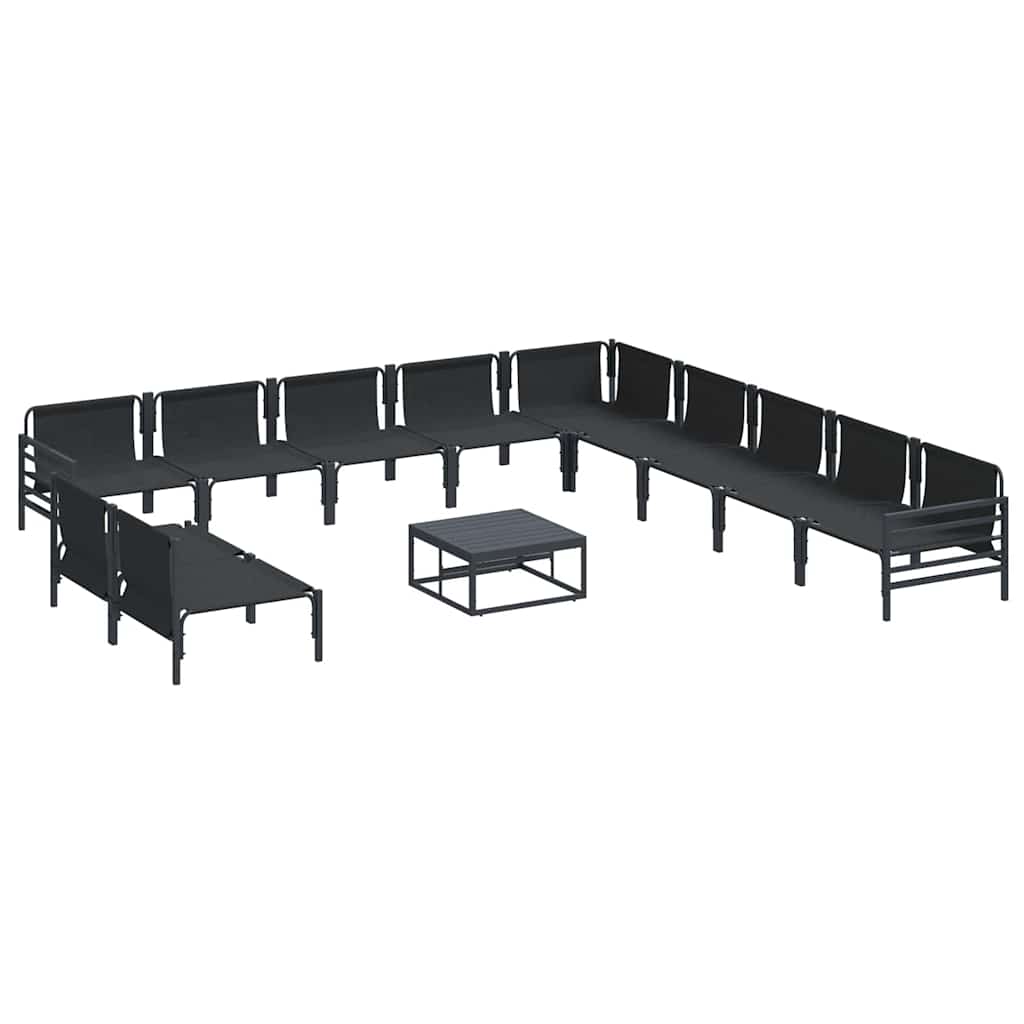 Gartensofa-set mit Kissen 12 pcs Schwarz Stahl