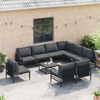 Gartensofa-set mit Kissen 10 pcs Schwarz Stahl