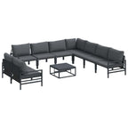 Gartensofa-set mit Kissen 10 pcs Schwarz Stahl