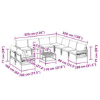 Gartensofa-set mit Kissen 10 pcs Schwarz Stahl