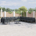Gartensofa-set mit Kissen 11 pcs Schwarz Stahl