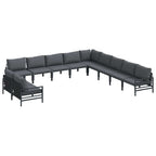 Gartensofa-set mit Kissen 11 pcs Schwarz Stahl