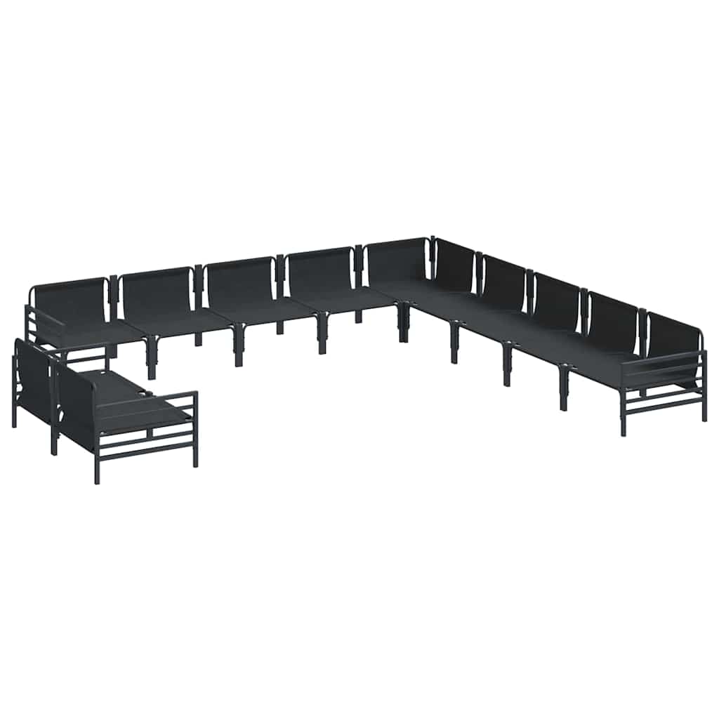Gartensofa-set mit Kissen 11 pcs Schwarz Stahl