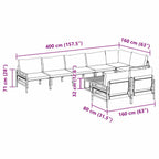 Gartensofa-set mit Kissen 9 pcs Schwarz Stahl