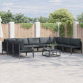 Gartensofa-set mit Kissen 9 pcs Schwarz Stahl