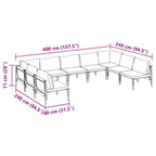 Gartensofa-set mit Kissen 9 pcs Schwarz Stahl