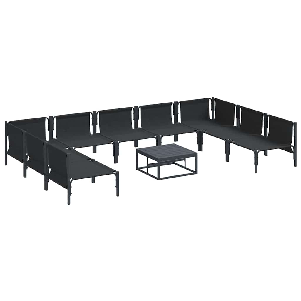Gartensofa-set mit Kissen 10 pcs Schwarz Stahl