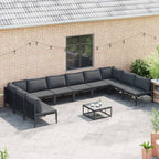 Gartensofa-set mit Kissen 10 pcs Schwarz Stahl