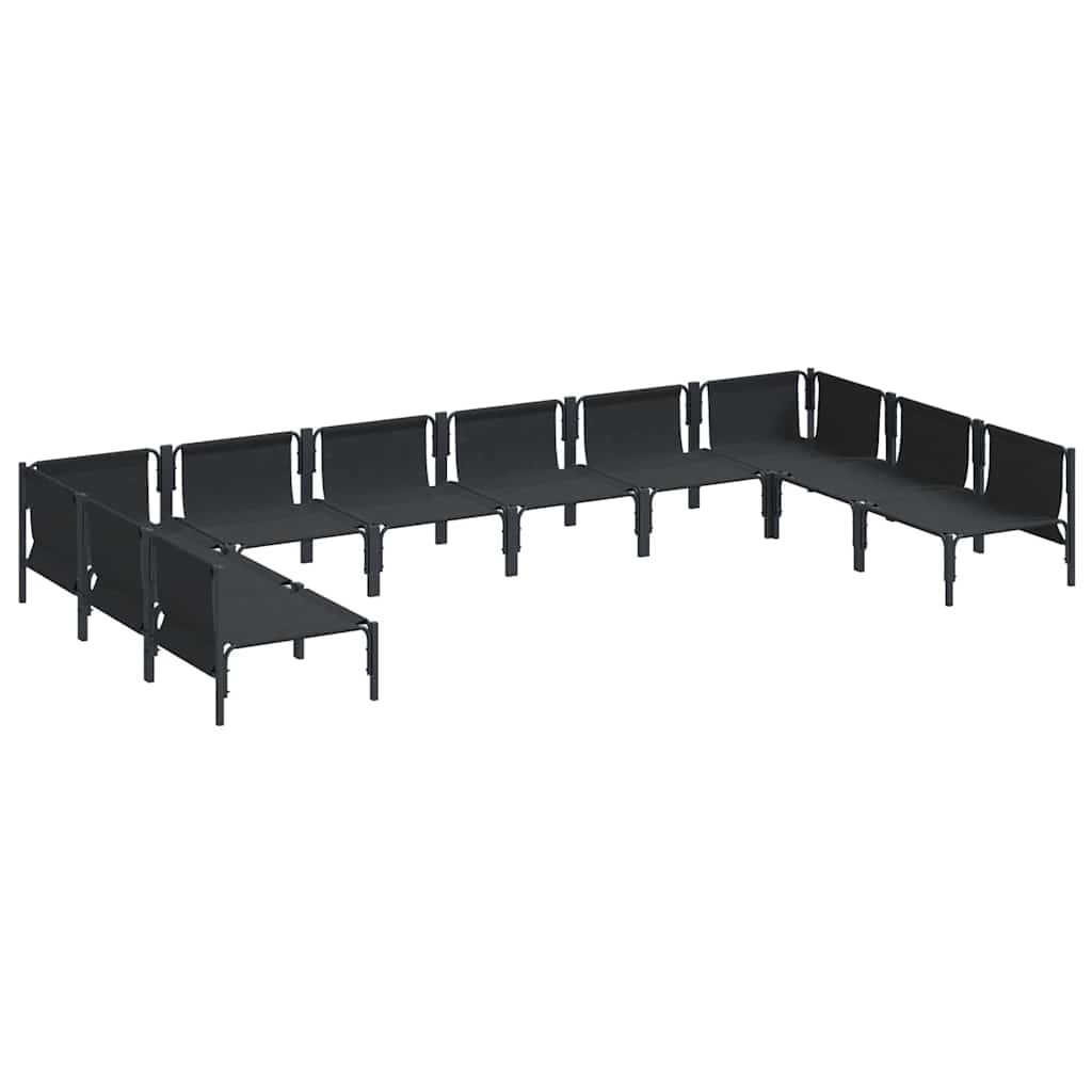 Gartensofa-set mit Kissen 10 pcs Schwarz Stahl