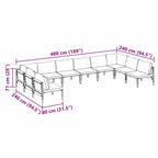 Gartensofa-set mit Kissen 10 pcs Schwarz Stahl