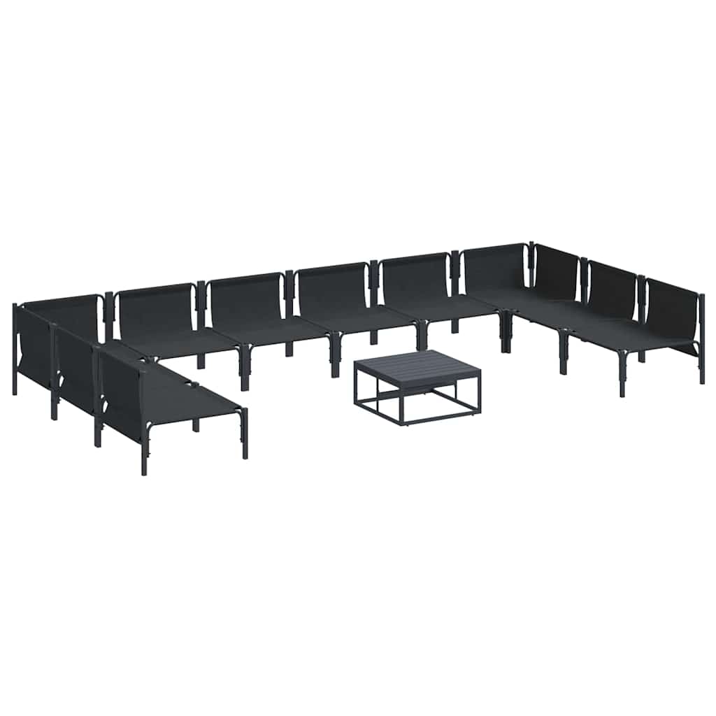 Gartensofa-set mit Kissen 11 pcs Schwarz Stahl