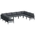 Gartensofa-set mit Kissen 9 pcs Schwarz Stahl