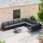 Gartensofa-set mit Kissen 10 pcs Schwarz Stahl