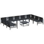 Gartensofa-set mit Kissen 10 pcs Schwarz Stahl