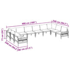 Gartensofa-set mit Kissen 10 pcs Schwarz Stahl