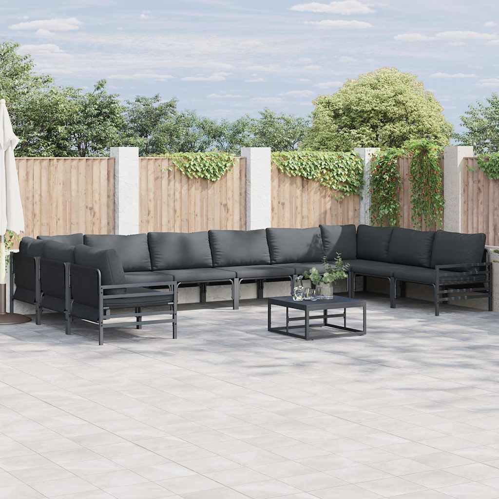 Gartensofa-set mit Kissen 11 pcs Schwarz Stahl