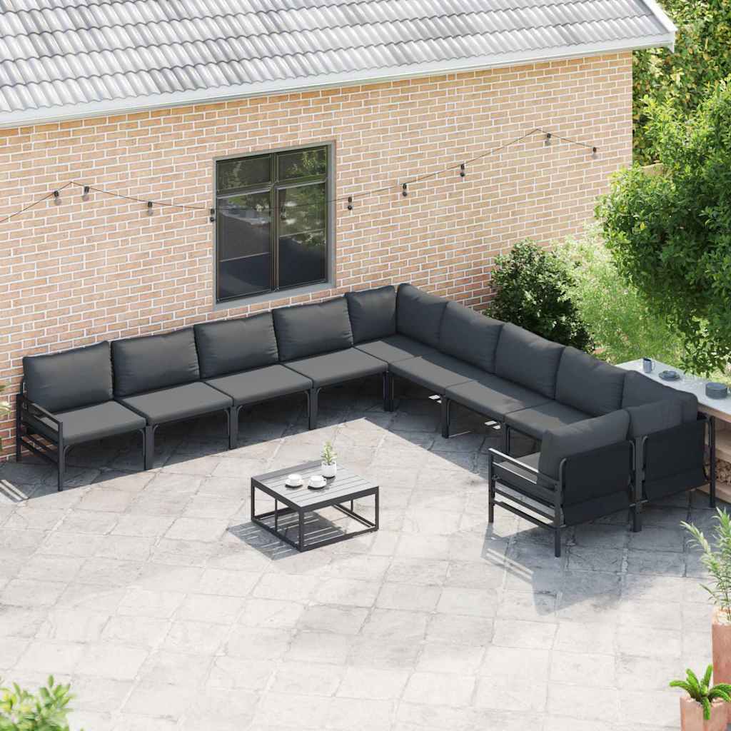 Gartensofa-set mit Kissen 11 pcs Schwarz Stahl