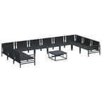 Gartensofa-set mit Kissen 11 pcs Schwarz Stahl