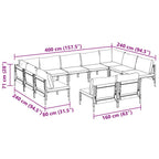 Gartensofa-set mit Kissen 11 pcs Schwarz Stahl