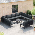 Gartensofa-set mit Kissen 12 pcs Schwarz Stahl