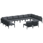 Gartensofa-set mit Kissen 12 pcs Schwarz Stahl