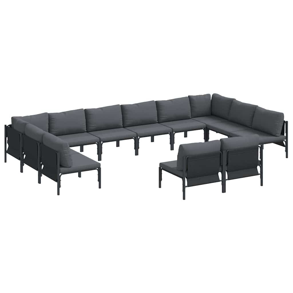 Gartensofa-set mit Kissen 12 pcs Schwarz Stahl