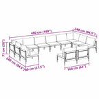 Gartensofa-set mit Kissen 12 pcs Schwarz Stahl