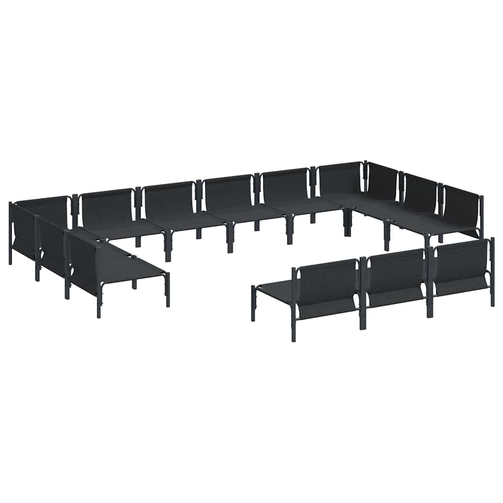 Gartensofa-set mit Kissen 13 pcs Schwarz Stahl
