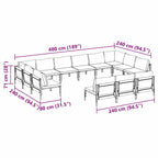 Gartensofa-set mit Kissen 13 pcs Schwarz Stahl