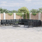 Gartensofa-set mit Kissen 12 pcs Schwarz Stahl