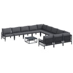 Gartensofa-set mit Kissen 12 pcs Schwarz Stahl
