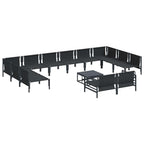 Gartensofa-set mit Kissen 13 pcs Schwarz Stahl