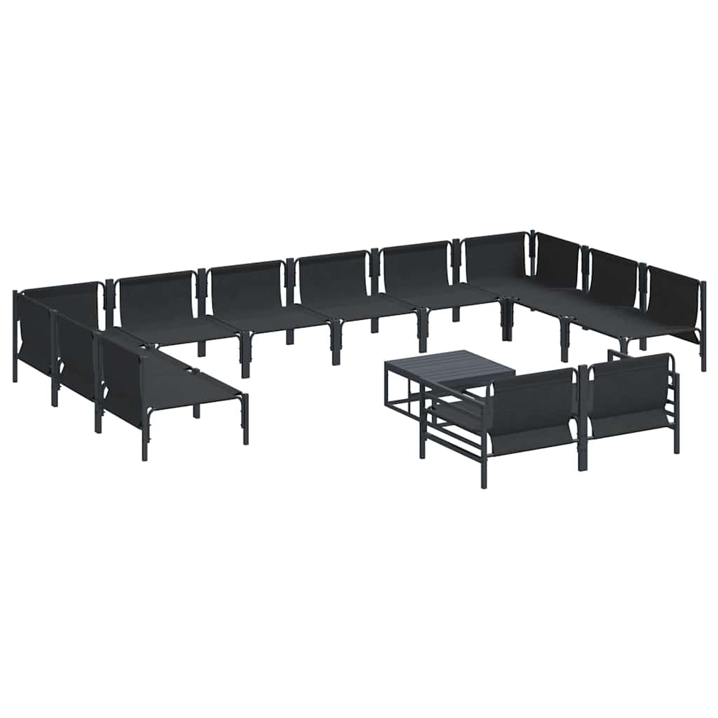 Gartensofa-set mit Kissen 13 pcs Schwarz Stahl