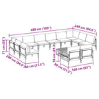 Gartensofa-set mit Kissen 13 pcs Schwarz Stahl