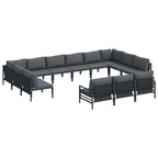 Gartensofa-set mit Kissen 13 pcs Schwarz Stahl
