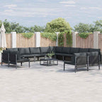 Gartensofa-set mit Kissen 14 pcs Schwarz Stahl