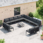 Gartensofa-set mit Kissen 14 pcs Schwarz Stahl