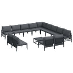 Gartensofa-set mit Kissen 14 pcs Schwarz Stahl