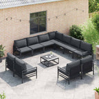 Gartensofa-set mit Kissen 11 pcs Schwarz Stahl