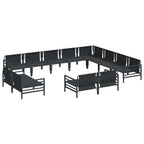 Gartensofa-set mit Kissen 12 pcs Schwarz Stahl