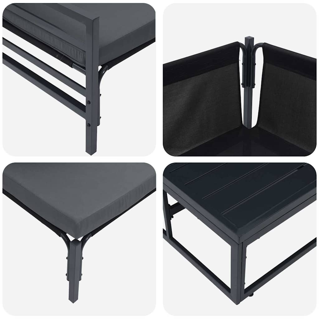 Gartensofa-set mit Kissen 13 pcs Schwarz Stahl