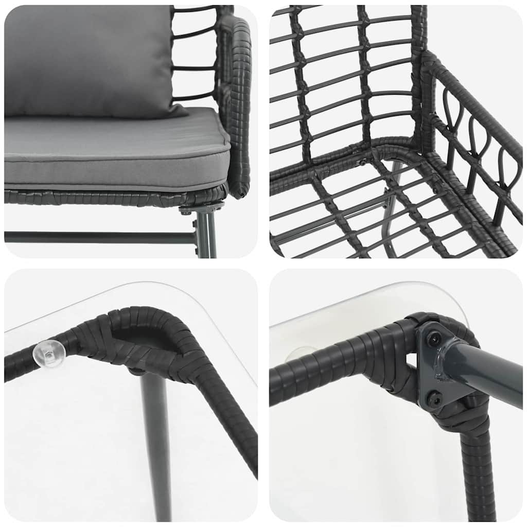 Gartenmöbel Set 4 pcs Schwarz und Anthrazit Poly-Rattan