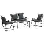 Gartenmöbel Set 4 pcs Schwarz und Anthrazit Poly-Rattan