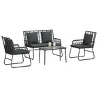 Gartenmöbel Set 4 pcs Schwarz und Anthrazit Poly-Rattan