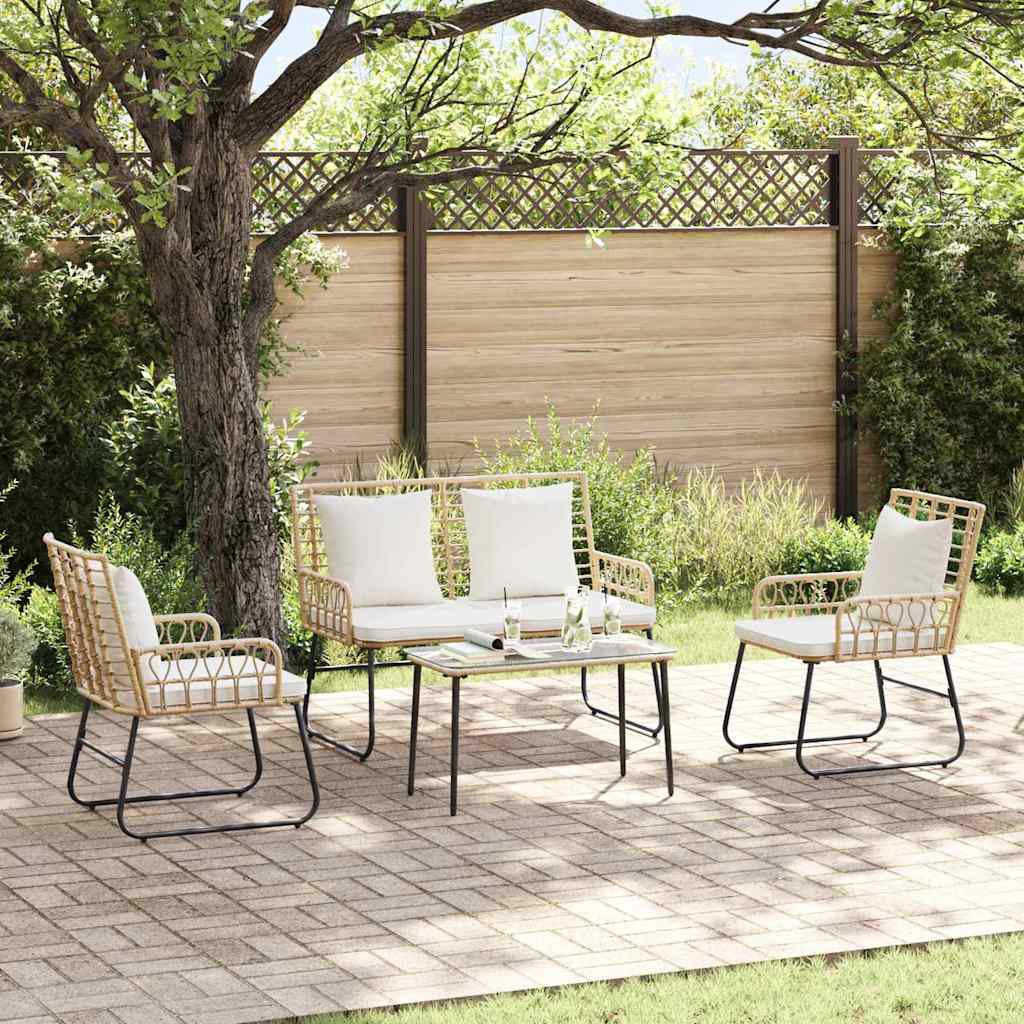Gartenmöbel Set 4 pcs Schwarz und Anthrazit Poly-Rattan