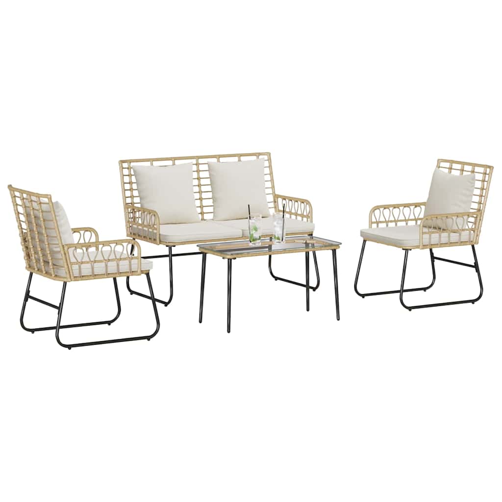 Gartenmöbel Set 4 pcs Schwarz und Anthrazit Poly-Rattan