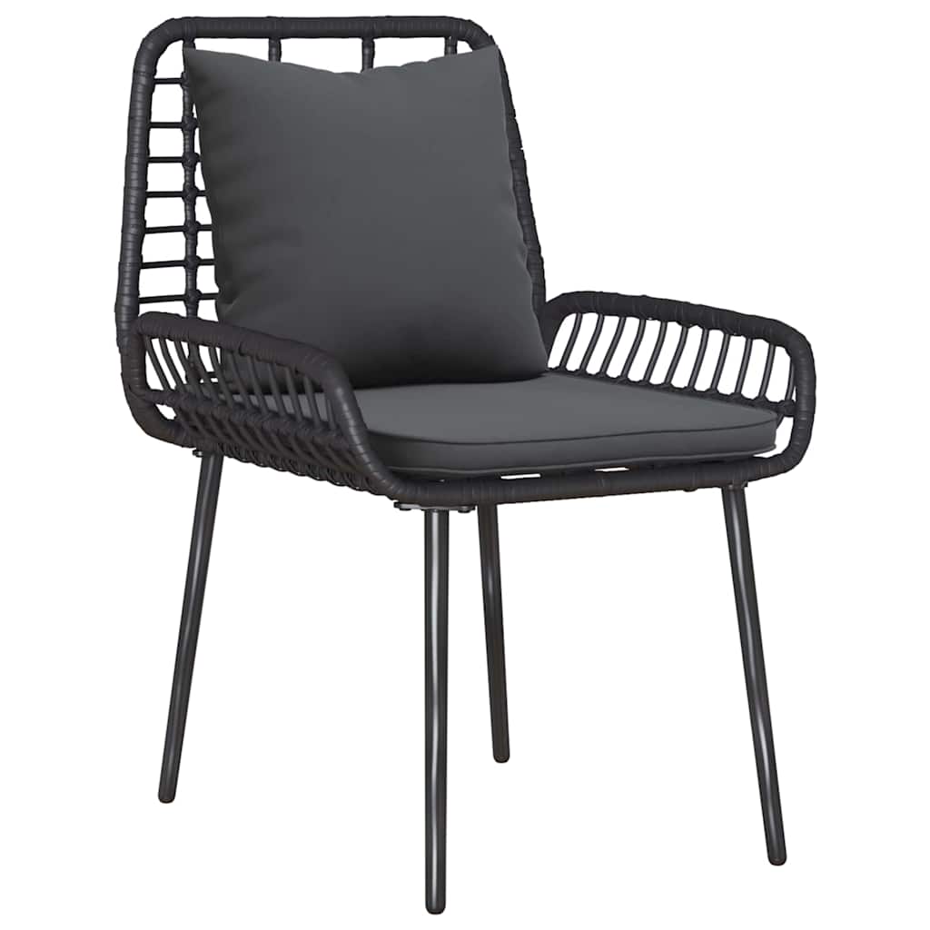 Gartenmöbel Set mit Kissen 4 pcs Schwarz und Creme Poly-Rattan
