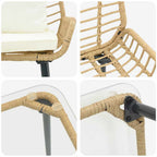 Gartenmöbel Set mit Kissen 4 pcs Schwarz und Creme Poly-Rattan