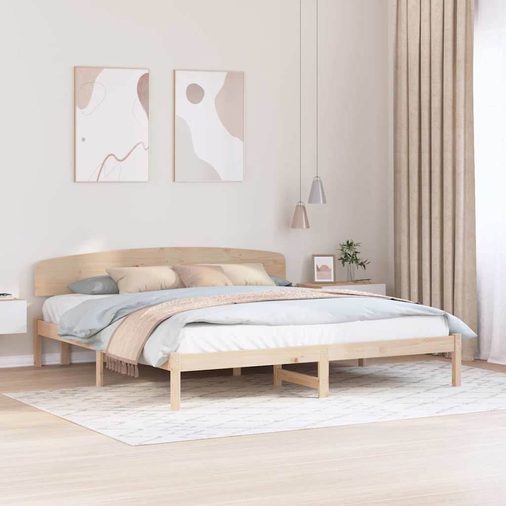 Bettrahmen mit Kopfteil Natur 180 x 200 cm Massives Kiefernholz