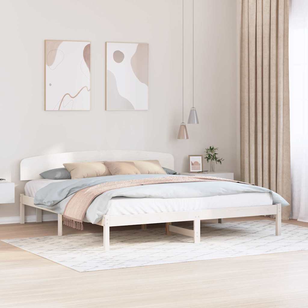 Bettrahmen mit Kopfteil Weiß 180 x 200 cm Massives Kiefernholz
